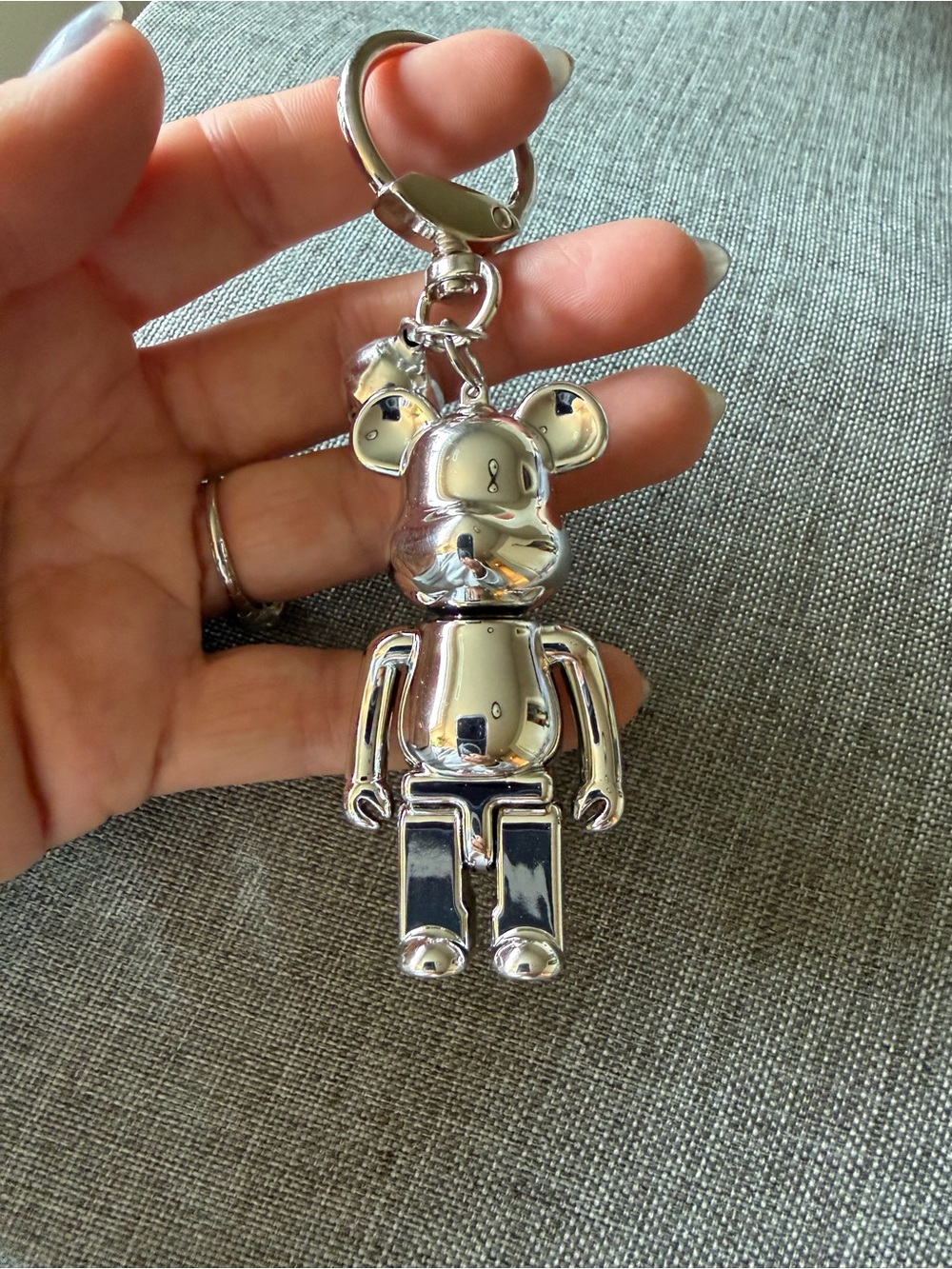 Silver Bear Keyring Charm for Kids Bags